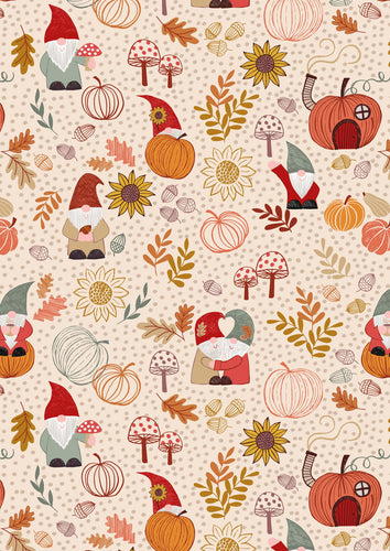 Lewis & Irene Snuggle Season Pumpkin Gnome fabric