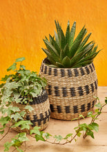 Load image into Gallery viewer, Black Natural Seagrass Fairtrade Planter Set