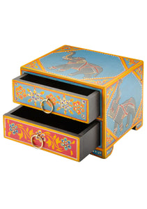 Hand painted Wooden Elephant Two Drawer Chest Fairtrade