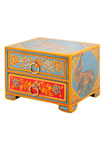 Hand painted Wooden Elephant Two Drawer Chest Fairtrade