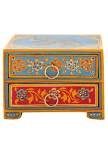 Load image into Gallery viewer, Hand painted Wooden Elephant Two Drawer Chest Fairtrade