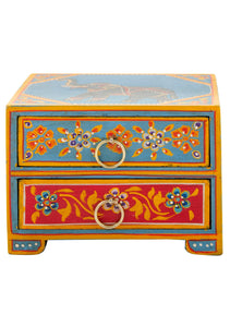 Hand painted Wooden Elephant Two Drawer Chest Fairtrade
