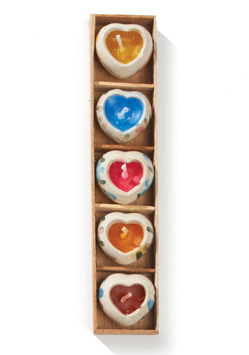 Set of 5 Hand Painted Mini Ceramic Candles Fairtrade