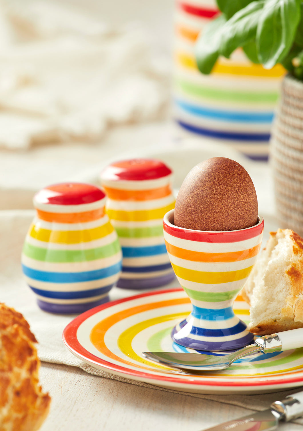 Hand painted Rainbow Egg Cup Fairtrade