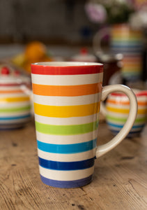 Hand painted Rainbow Tall Fairtrade Mug