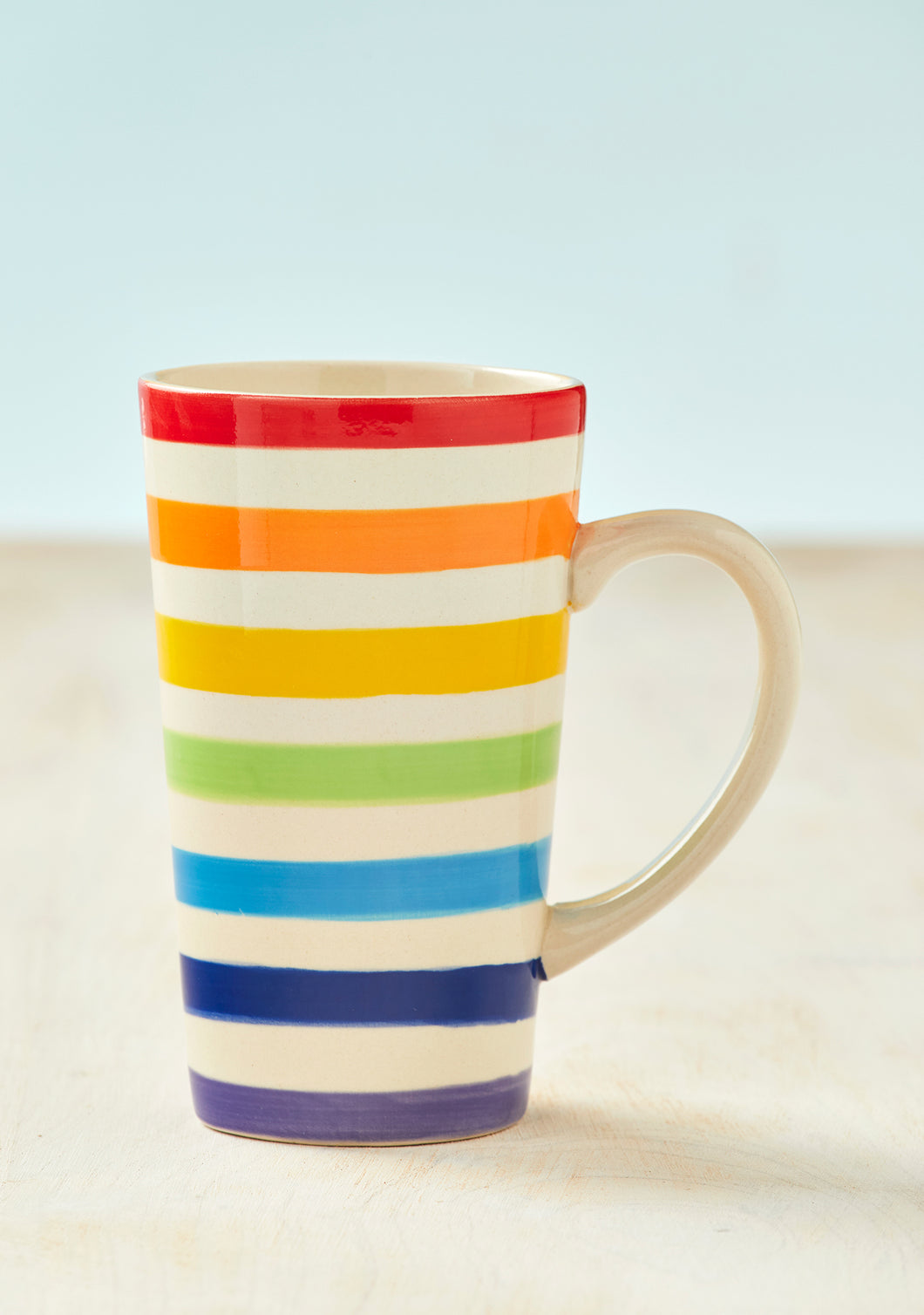 Hand painted Rainbow Tall Fairtrade Mug