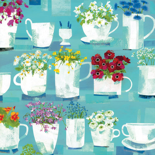 Eco Friendly Card Co Recycled Greetings Card - 'Mugs, Jugs, Cups and Flowers' Claire Henley