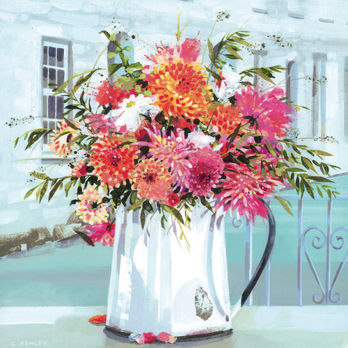 Eco Friendly Card Co Recycled Greetings Card - 'Chrysanthemums and Dahlias' Claire Henley