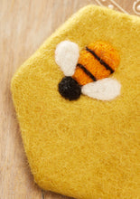 Load image into Gallery viewer, Handmade Felt Bee Coaster Eco Fairtrade