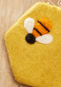 Handmade Felt Bee Coaster Eco Fairtrade