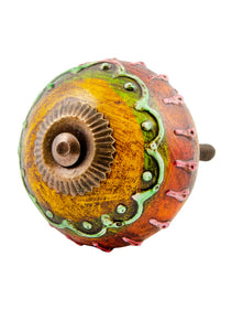 Set of Four Rustic Hand Painted Ceramic Door/Drawer Knob Fairtrade
