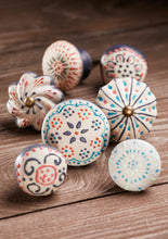 Load image into Gallery viewer, Hand Painted Floral Motif Ceramic Door/Drawer Knob Fairtrade