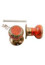 Load image into Gallery viewer, Pair Of Wooden Hand Painted Rustic Style Door Knobs Red Fairtrade