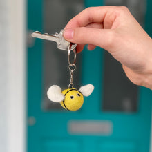 Load image into Gallery viewer, Handmade Felt Bee Keyring Eco Fairtrade