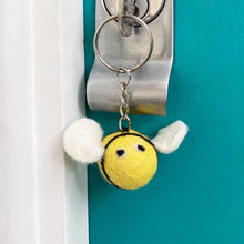 Load image into Gallery viewer, Handmade Felt Bee Keyring Eco Fairtrade