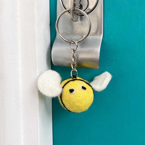 Handmade Felt Bee Keyring Eco Fairtrade