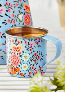 Hand painted Fairtrade Enamel Floral Mug