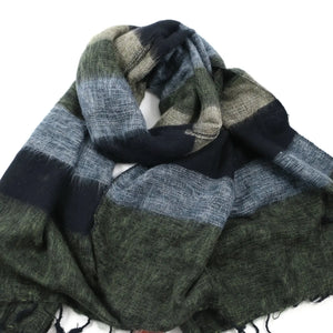 Handmade Fairtrade Stripe Nepali Shawl - Charcoal