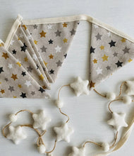 Load image into Gallery viewer, Handmade Rustic Star Linen Style Star Bunting