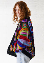 Load image into Gallery viewer, Wool Granny Square Crochet Cardigan Fairtrade Black