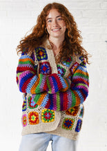 Load image into Gallery viewer, Wool Granny Square Crochet Cardigan Fairtrade Cream