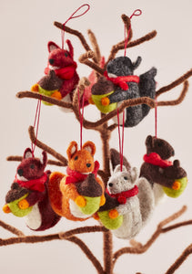 Felt Squirrel with Acorn and Scarf Handmade Fairtrade