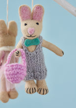 Load image into Gallery viewer, Eco Fairtrade Set of Hanging Bunny Decorations