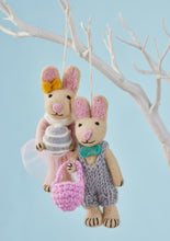 Load image into Gallery viewer, Eco Fairtrade Set of Hanging Bunny Decorations