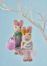 Load image into Gallery viewer, Eco Fairtrade Set of Hanging Bunny Decorations