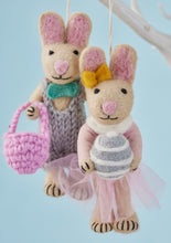 Load image into Gallery viewer, Eco Fairtrade Set of Hanging Bunny Decorations