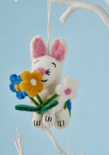 Load image into Gallery viewer, Handmade Hanging Felt Rabbit Posy Decoration Eco Fairtrade