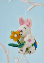 Load image into Gallery viewer, Handmade Hanging Felt Rabbit Posy Decoration Eco Fairtrade