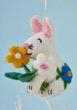 Load image into Gallery viewer, Handmade Hanging Felt Rabbit Posy Decoration Eco Fairtrade