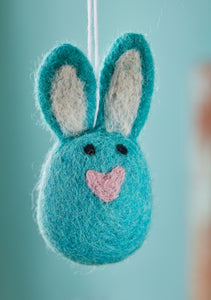 Handmade Felt Hanging Rabbit Decorations Eco Fairtrade