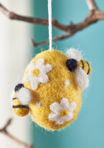 Handmade Hanging Felt Bee and Daisy Decoration Eco Fairtrade