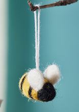 Load image into Gallery viewer, Handmade Hanging Felt Bee Decoration Eco Fairtrade