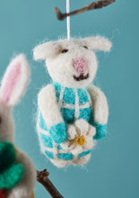Load image into Gallery viewer, Handmade Felt Rabbit and Sheep Decorations Eco Fairtrade
