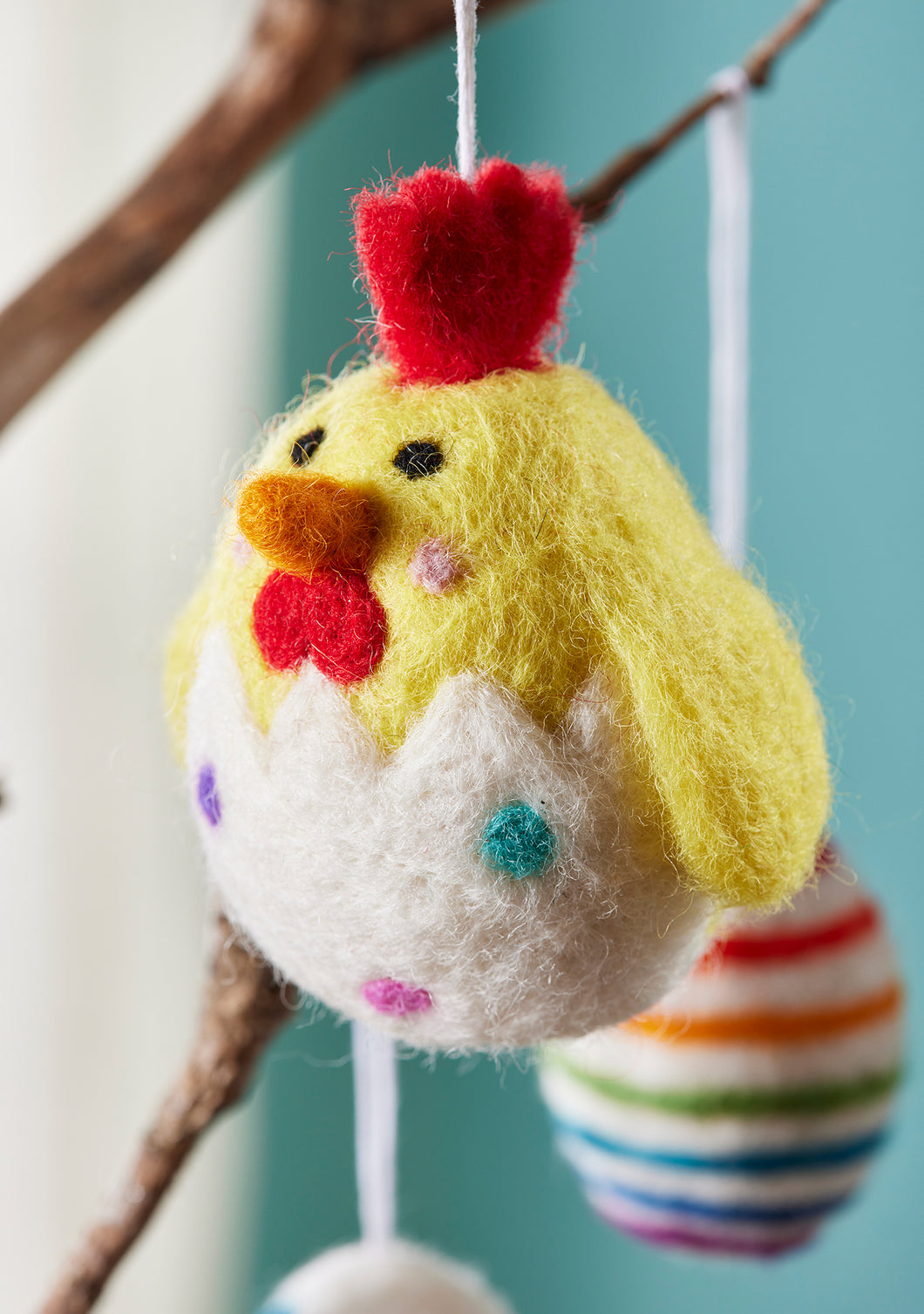 Handmade Hanging Felt Chick in Egg Decoration Eco Fairtrade
