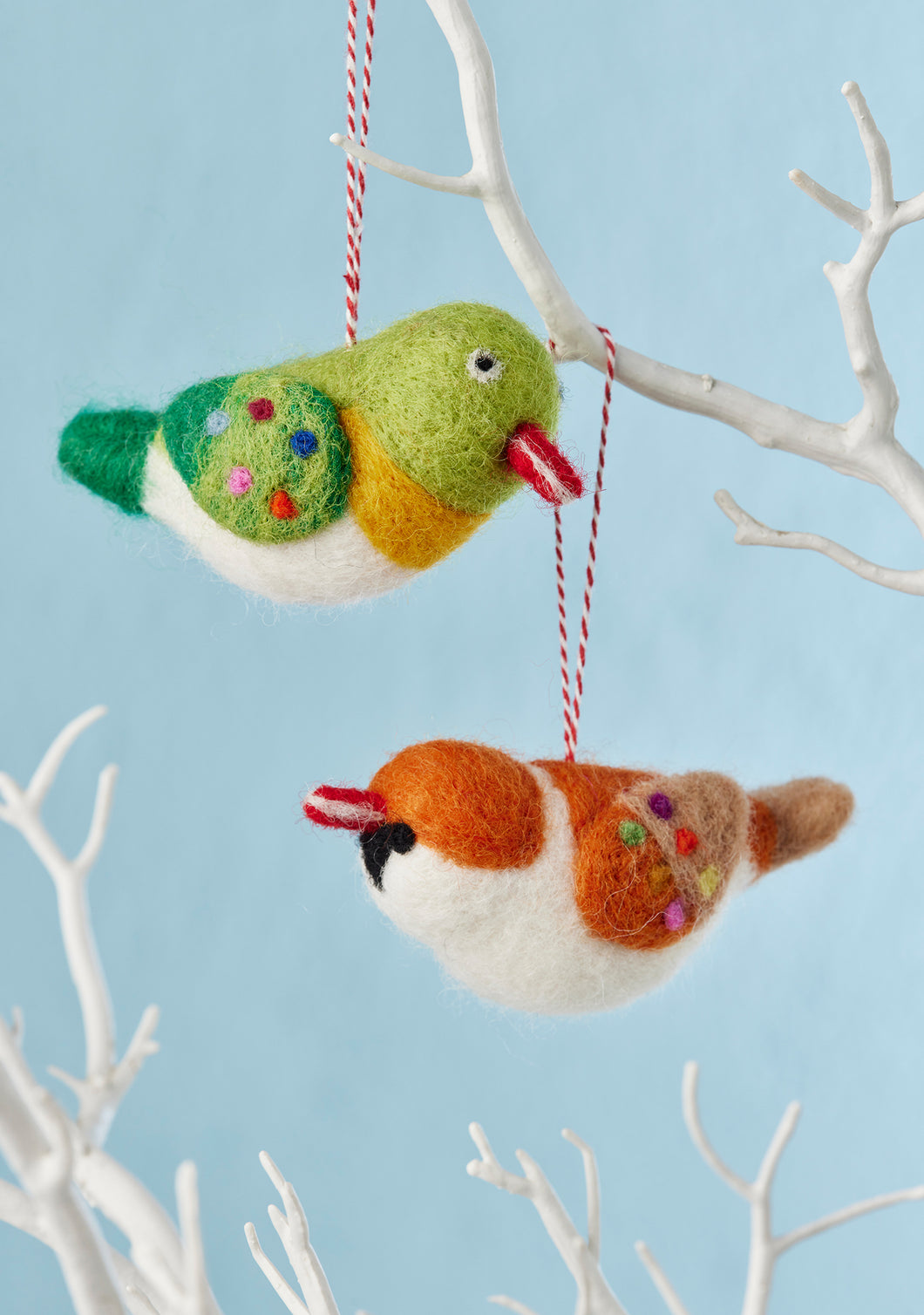 Handmade Eco Felt Bird Decoration in Two Colours