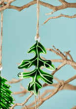 Load image into Gallery viewer, Set of Eight Enamel Contemporary Botanical Leaf Hanging Decorations
