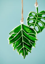 Load image into Gallery viewer, Set of Eight Enamel Contemporary Botanical Leaf Hanging Decorations