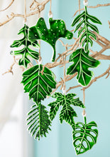 Load image into Gallery viewer, Set of Eight Enamel Contemporary Botanical Leaf Hanging Decorations