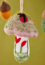 Load image into Gallery viewer, Handmade Felt Hanging Mushroom Decoration Fairtrade