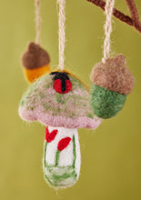 Load image into Gallery viewer, Handmade Felt Hanging Mushroom Decoration Fairtrade