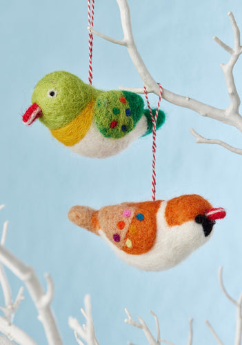 Handmade Eco Felt Bird Decoration in Two Colours