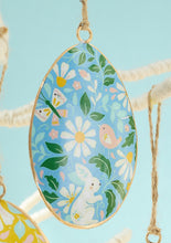 Load image into Gallery viewer, Fairtrade Floral Hanging Metal Easter Egg Decorations Eco