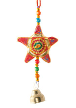 Load image into Gallery viewer, Set of Five Fairtrade Star Hanging Decorations with Bell