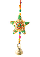 Load image into Gallery viewer, Set of Five Fairtrade Star Hanging Decorations with Bell