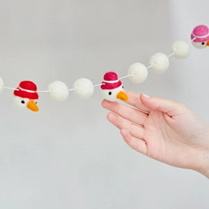 Felt Snowman Garland Fairtrade Eco