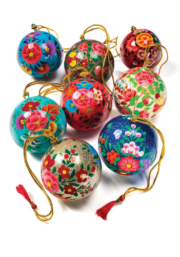 Set of 8 Fairtrade Hand painted Baubles